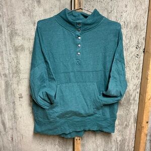 SO Lounge Life Teal Pullover Sweatshirt Snap Button Women's Size L